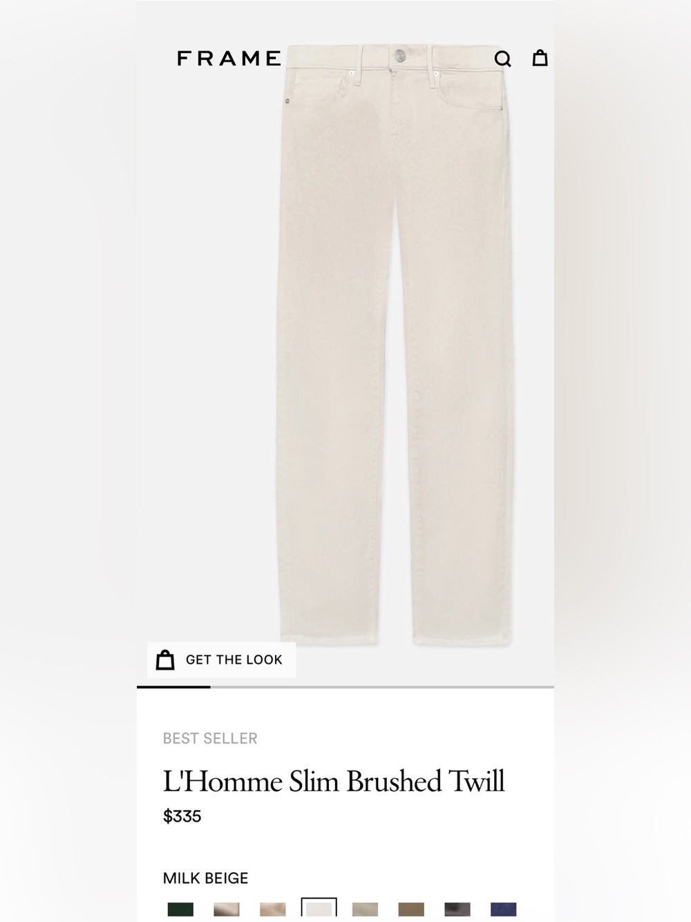 NWOT Frame L’Homme Slim Twill Brushed Pant 31/30